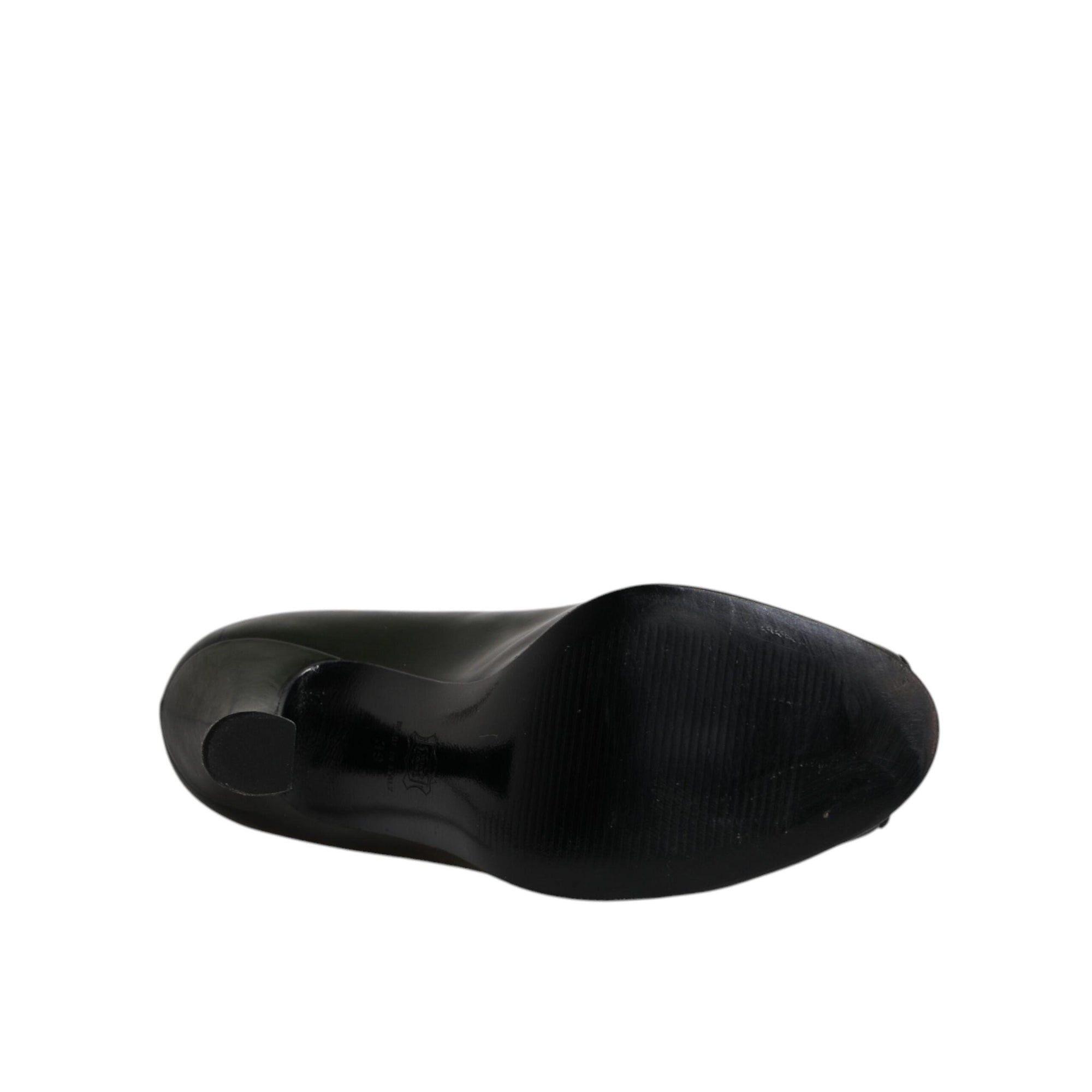 Dolce &amp; Gabbana Green Leather Peep Toe Heels Pumps Shoes