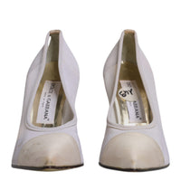 Dolce & Gabbana White Beige Leather High Heels Pumps Shoes