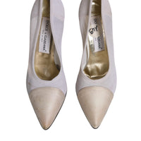 Dolce & Gabbana White Beige Leather High Heels Pumps Shoes