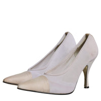 Dolce & Gabbana White Beige Leather High Heels Pumps Shoes