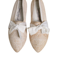 Dolce & Gabbana Beige Ribbon Fabric Ballerina Flats Shoes