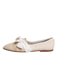 Dolce & Gabbana Beige Ribbon Fabric Ballerina Flats Shoes