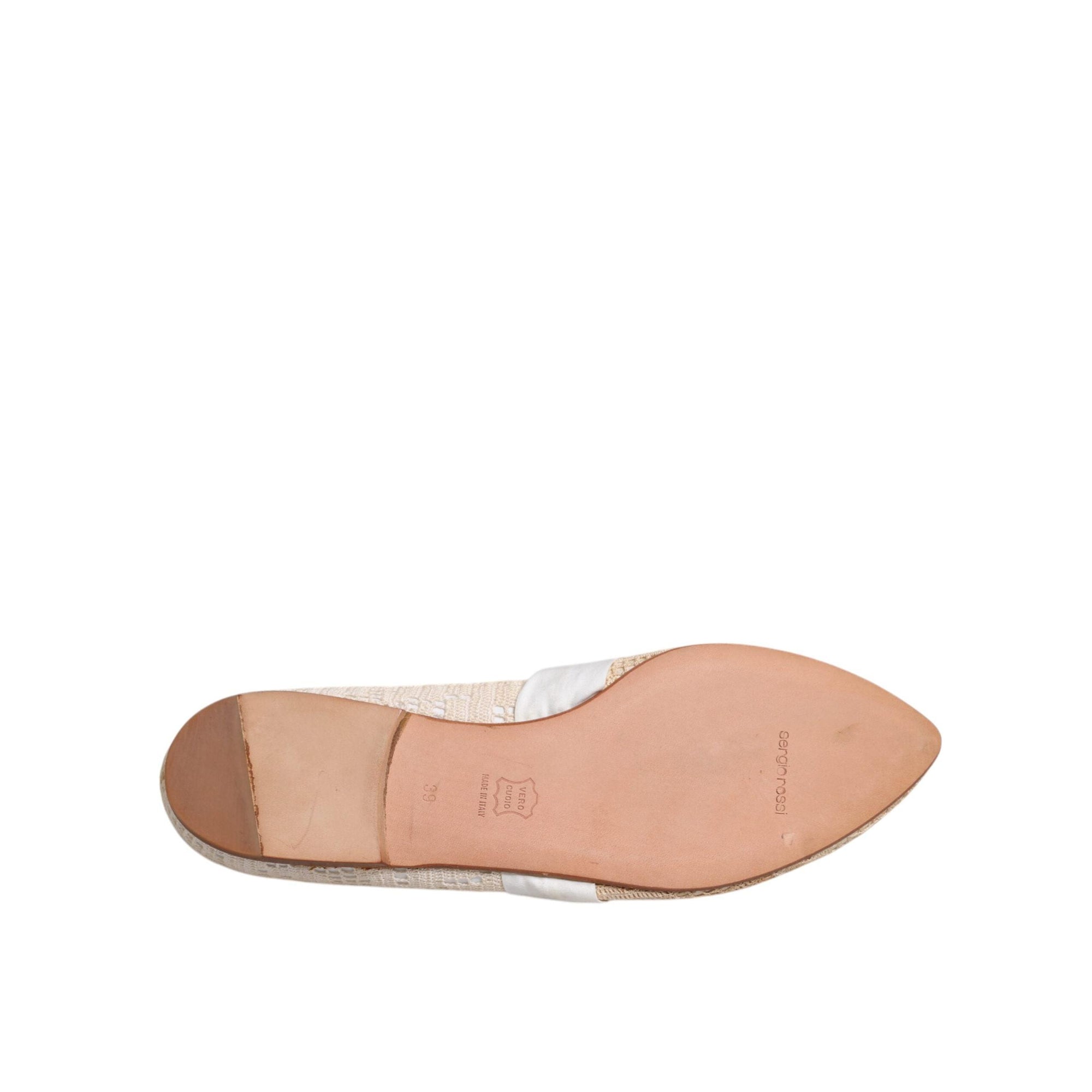 Dolce &amp; Gabbana Beige Ribbon Fabric Ballerina Flats Shoes