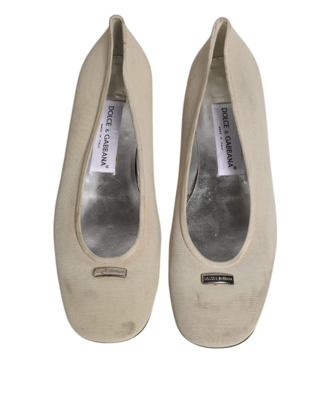 Dolce & Gabbana Beige Fabric Slip On Ballerina Flats Shoes