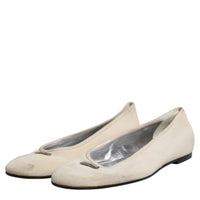 Dolce & Gabbana Beige Fabric Slip On Ballerina Flats Shoes