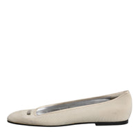 Dolce & Gabbana Beige Fabric Slip On Ballerina Flats Shoes