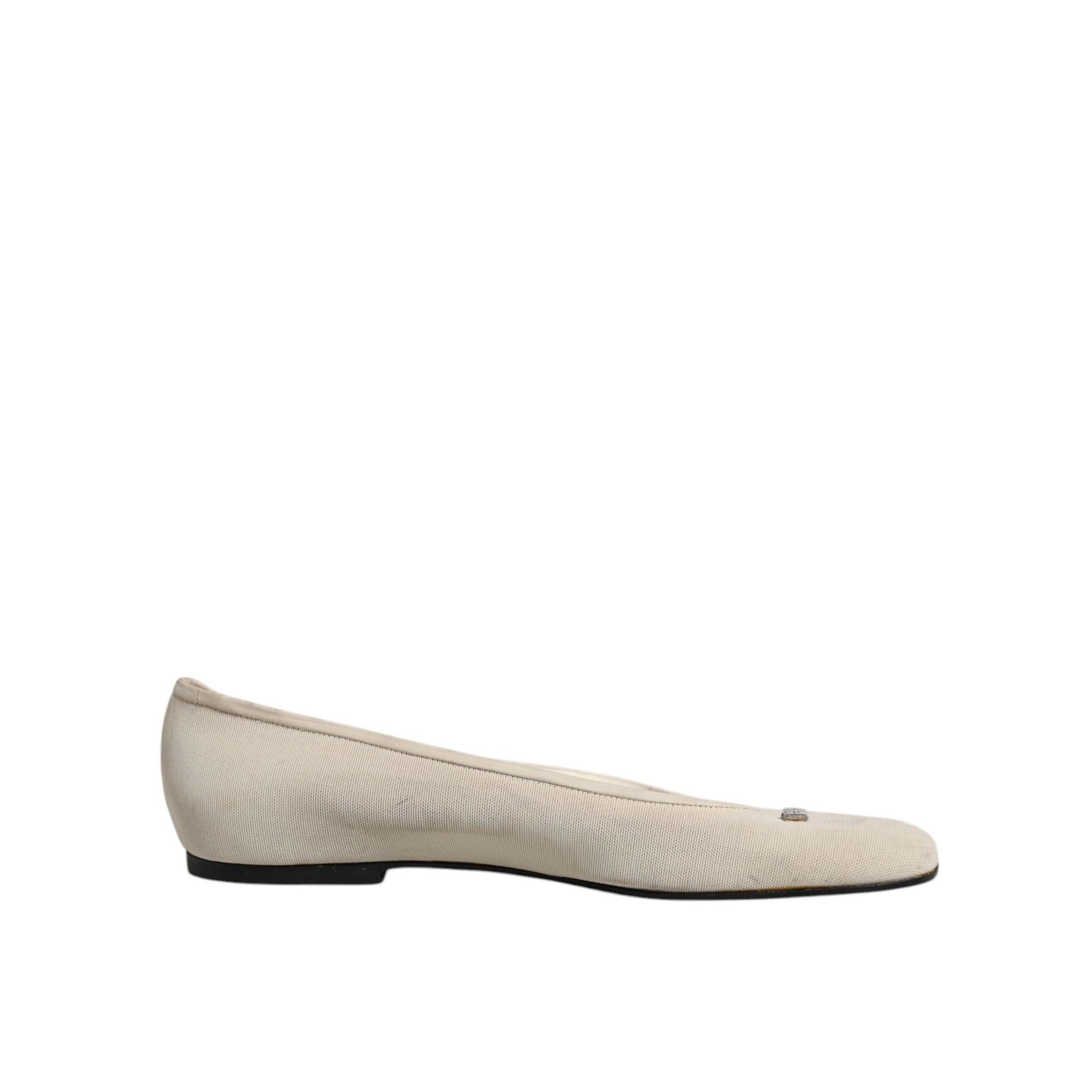 Dolce &amp; Gabbana Beige Fabric Slip On Ballerina Flats Shoes