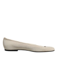 Dolce & Gabbana Beige Fabric Slip On Ballerina Flats Shoes