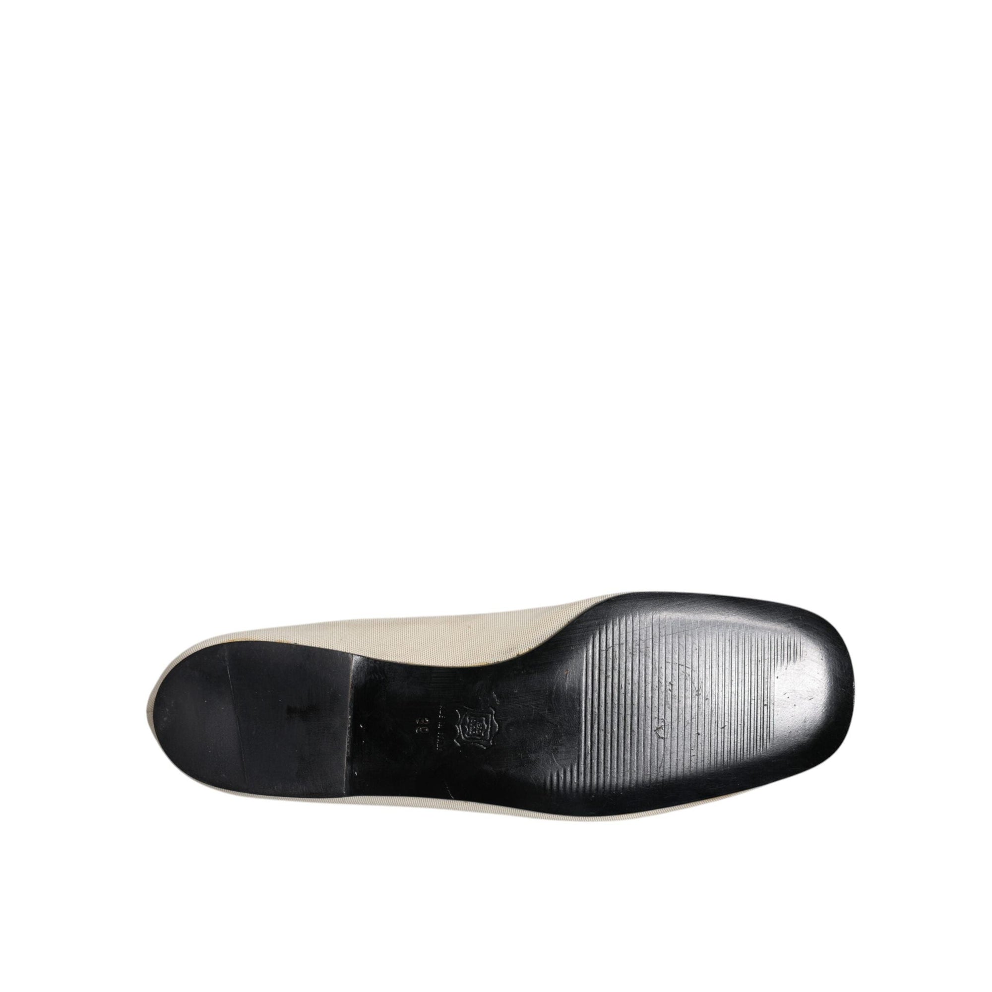 Dolce &amp; Gabbana Beige Fabric Slip On Ballerina Flats Shoes