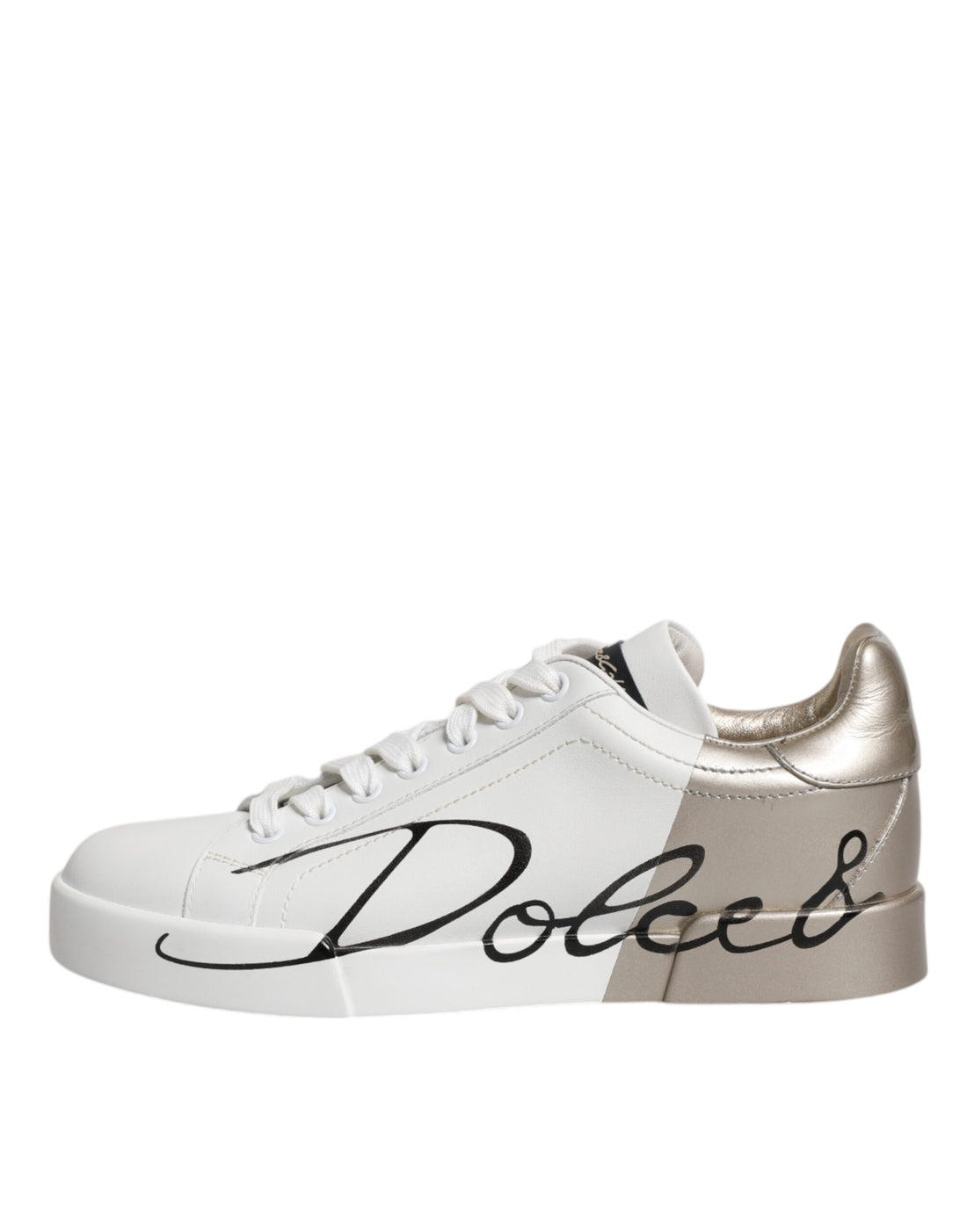 Dolce & Gabbana White Gold Low Top Lace Up Sneakers Shoes