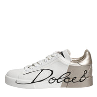 Dolce & Gabbana White Gold Low Top Lace Up Sneakers Shoes