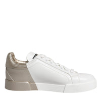 Dolce & Gabbana White Gold Low Top Lace Up Sneakers Shoes