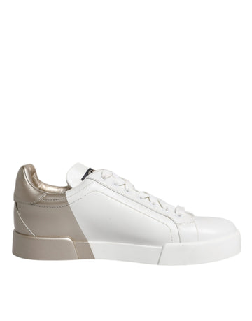 Dolce & Gabbana White Gold Low Top Lace Up Sneakers Shoes