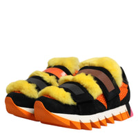 Dolce & Gabbana Multicolor Fur Embellished Sneakers Shoes