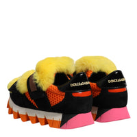 Dolce & Gabbana Multicolor Fur Embellished Sneakers Shoes