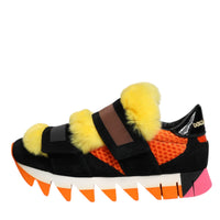 Dolce & Gabbana Multicolor Fur Embellished Sneakers Shoes