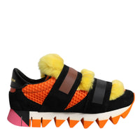 Dolce & Gabbana Multicolor Fur Embellished Sneakers Shoes