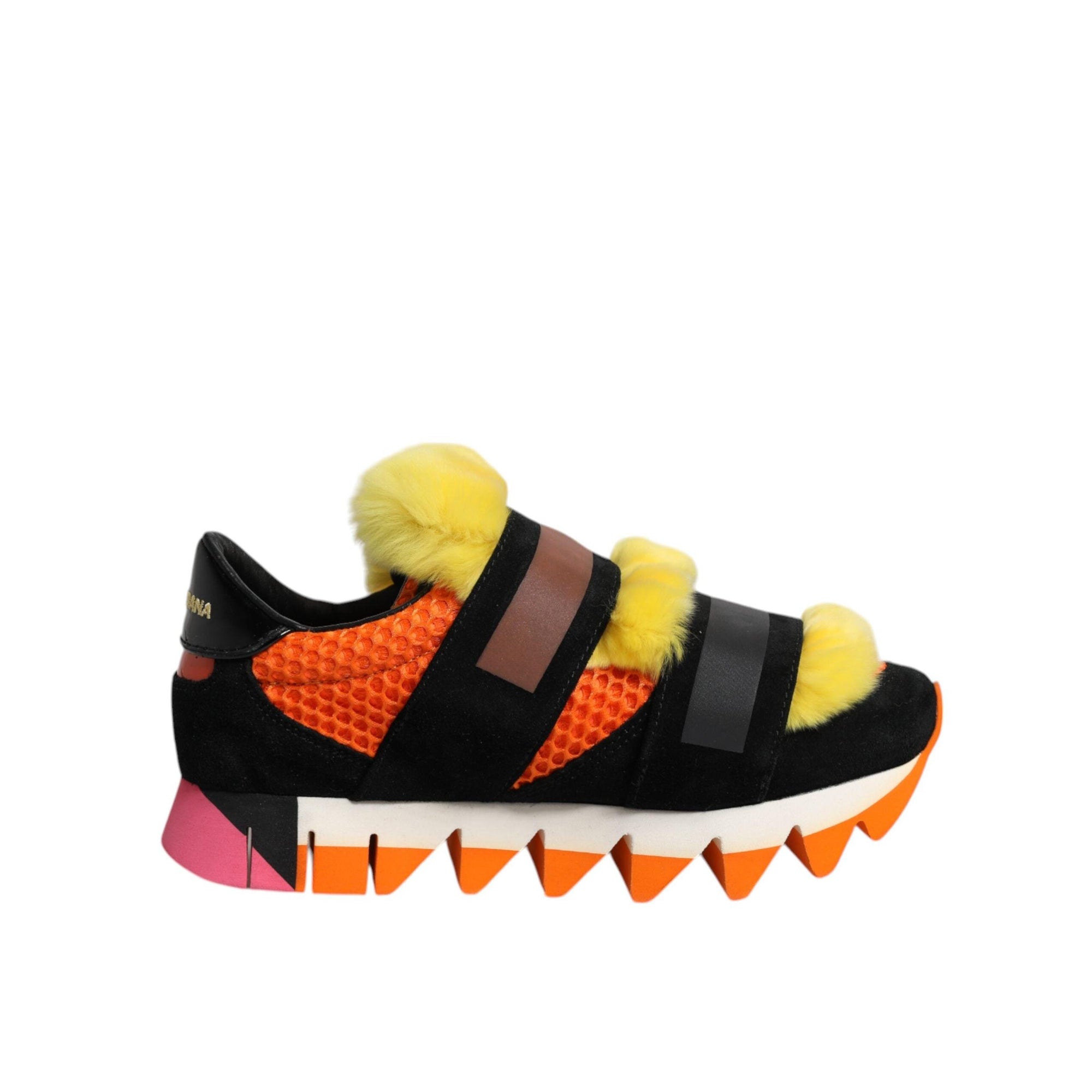 Dolce &amp; Gabbana Multicolor Fur Embellished Sneakers Shoes