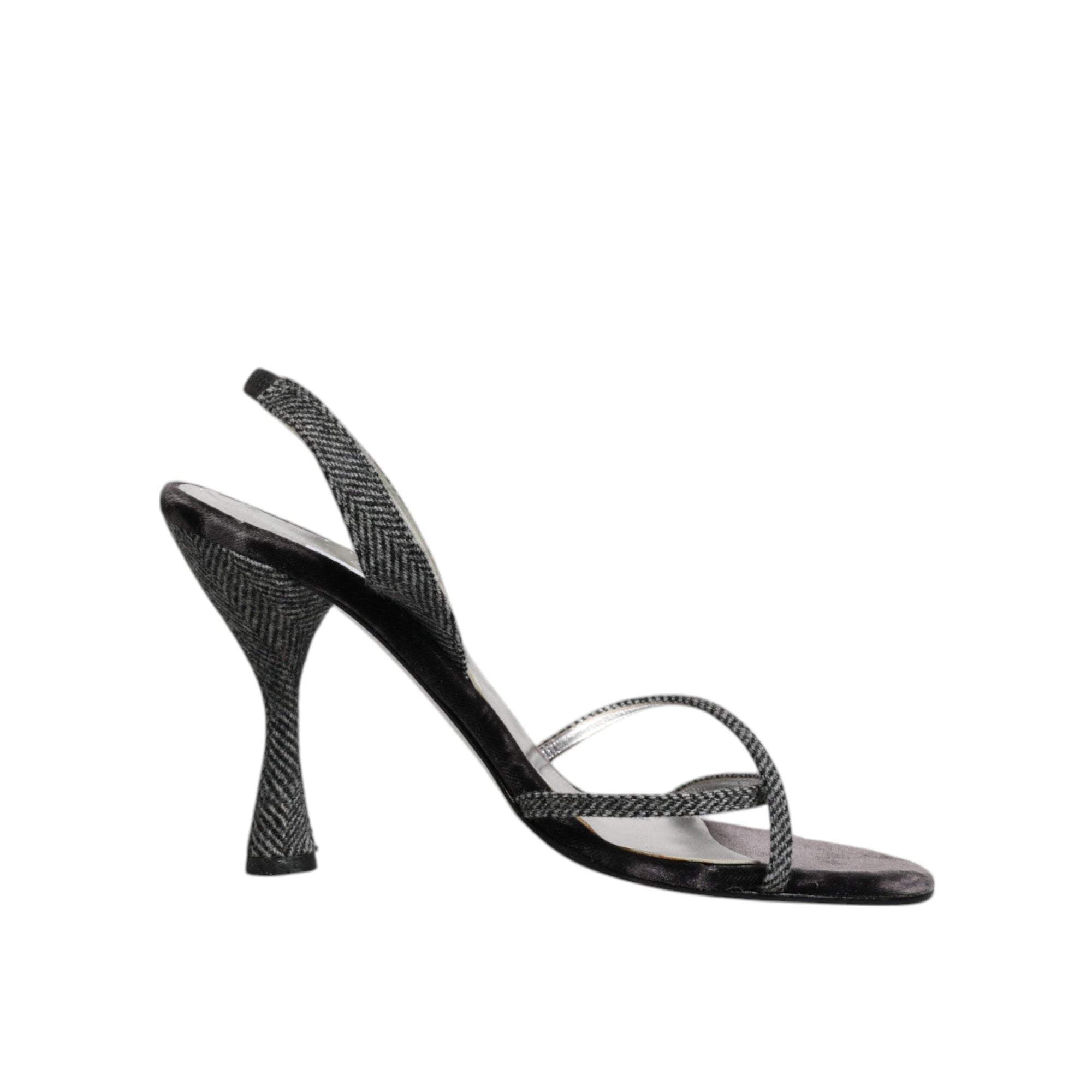 Dolce &amp; Gabbana Black Chevron High Heels Sandals Shoes