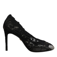 Dolce & Gabbana Black Lace Stretch Heels Mid Calf Boots Shoes