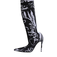 Dolce & Gabbana Black Logo Stretch Heels High Boots Shoes