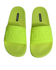 Dolce & Gabbana Green Rubber Slides Sandals Beachwear Shoes