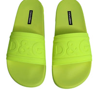 Dolce & Gabbana Green Rubber Slides Sandals Beachwear Shoes