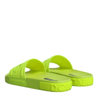 Dolce & Gabbana Green Rubber Slides Sandals Beachwear Shoes