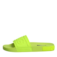 Dolce & Gabbana Green Rubber Slides Sandals Beachwear Shoes