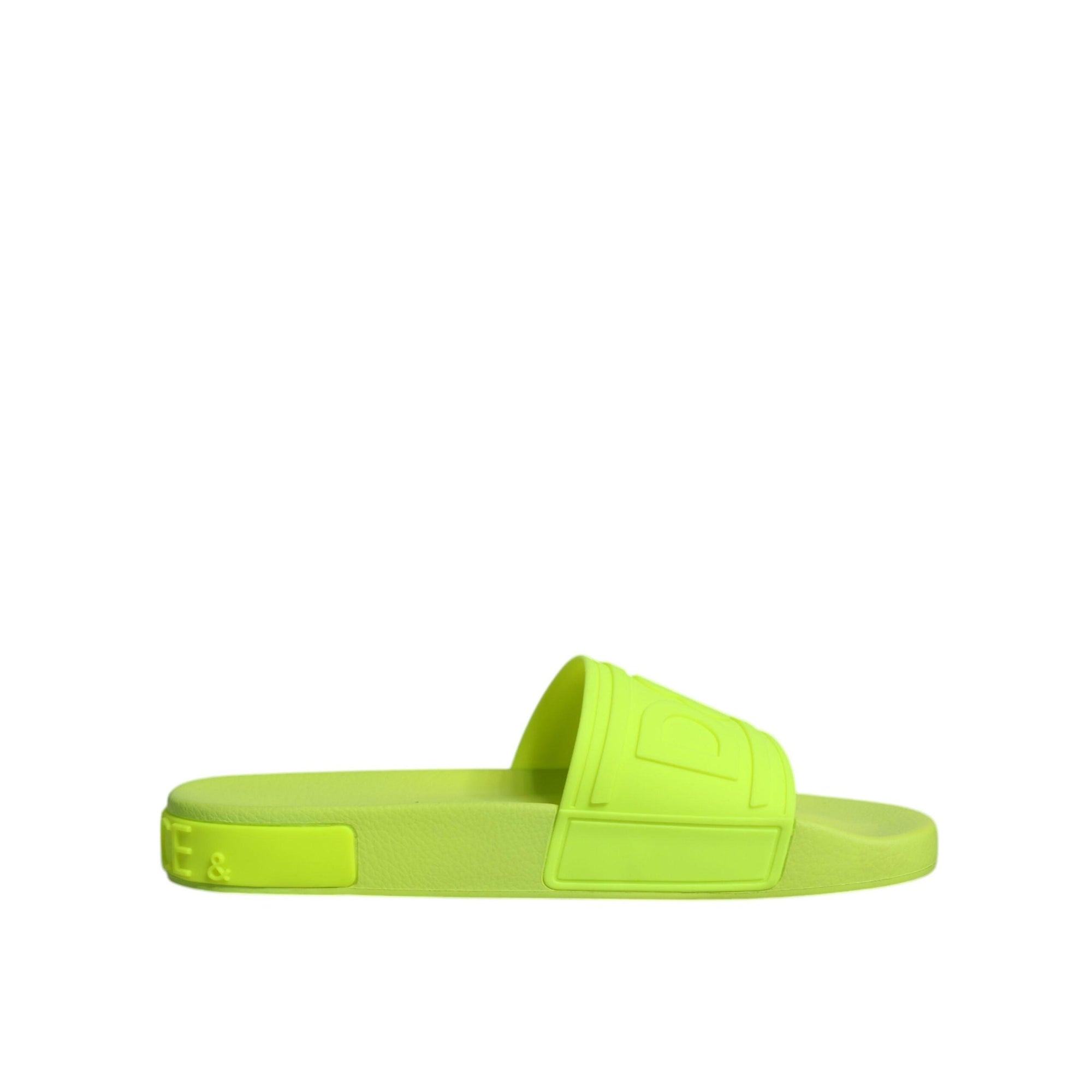 Dolce &amp; Gabbana Green Rubber Slides Sandals Beachwear Shoes