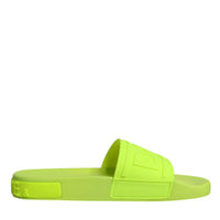 Dolce & Gabbana Green Rubber Slides Sandals Beachwear Shoes