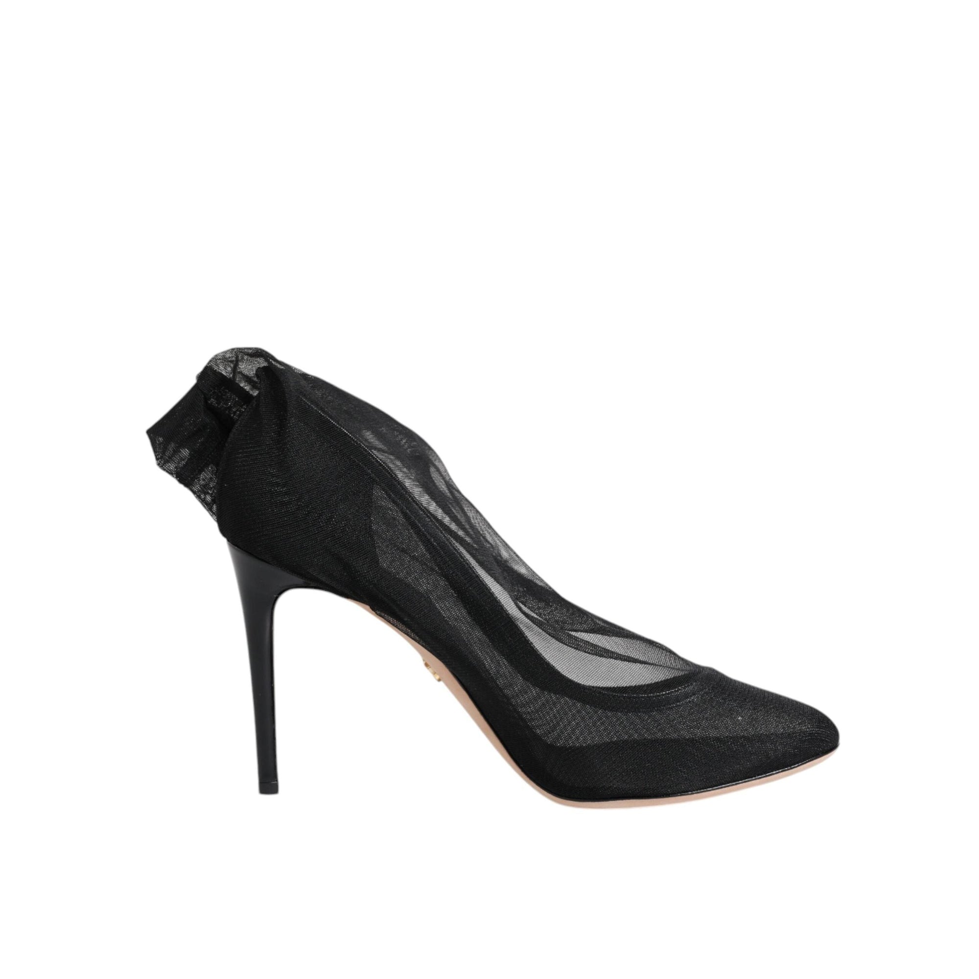 Dolce &amp; Gabbana Black Nylon Mesh Sock Style Boots Shoes
