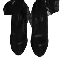 Dolce & Gabbana Black Nylon Mesh Sock Style Boots Shoes