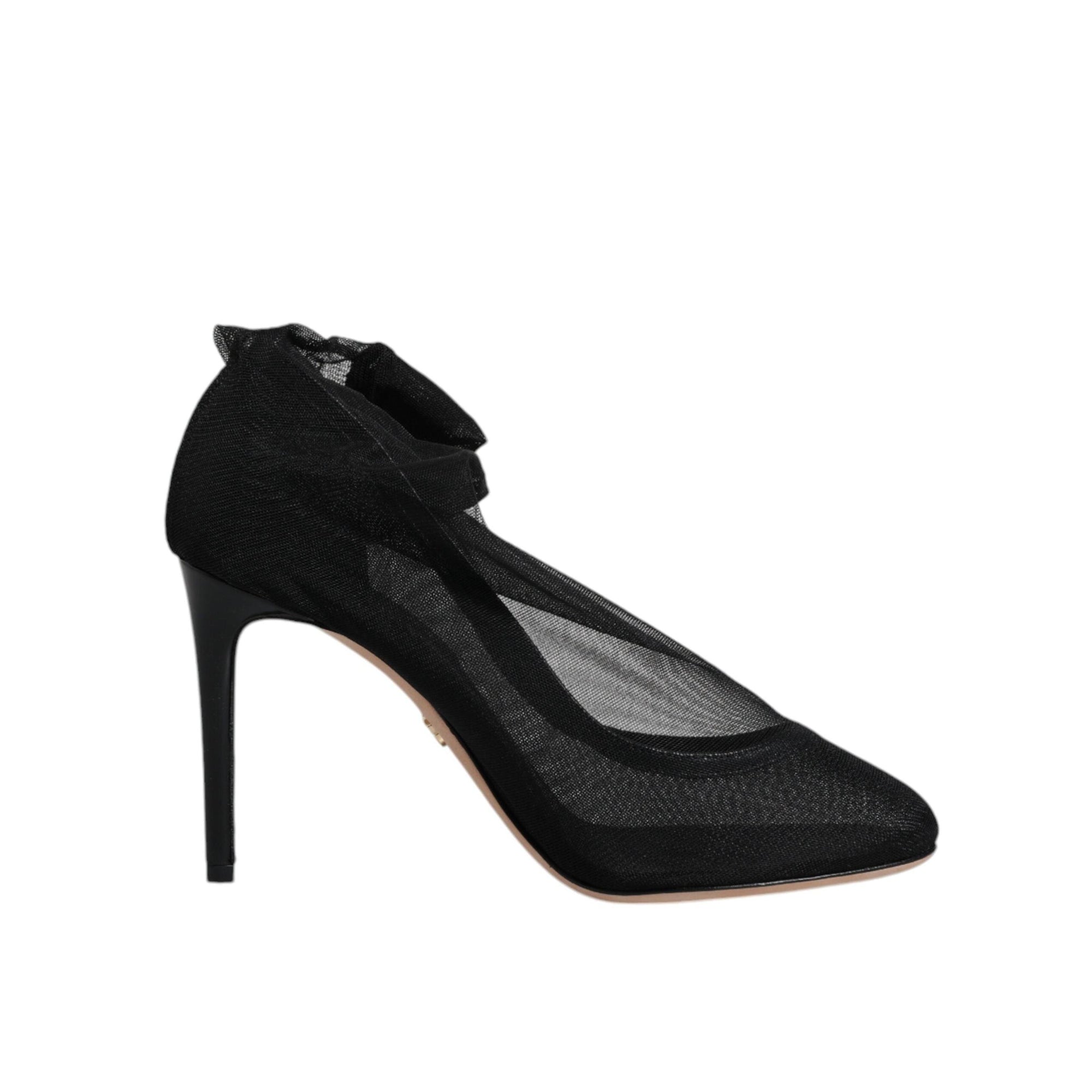 Dolce &amp; Gabbana Black Nylon Mesh Sock Style Boots Shoes