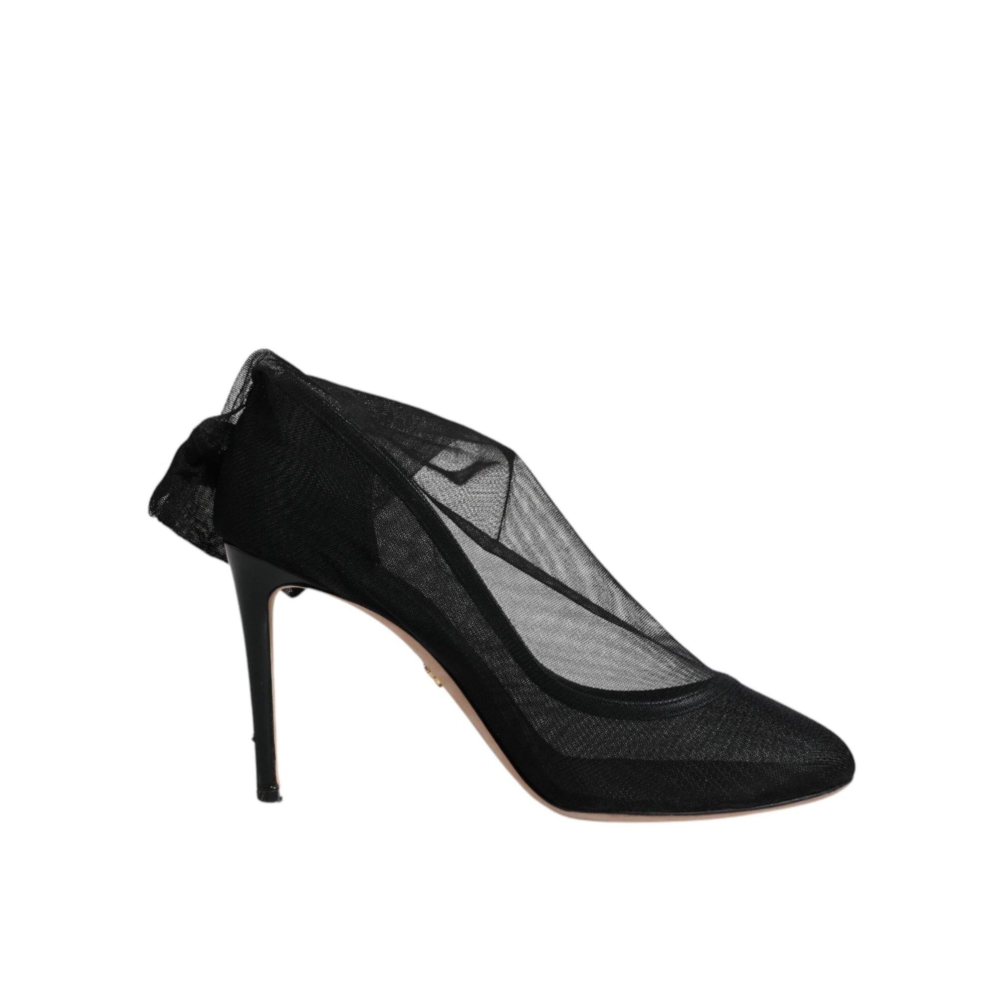 Dolce &amp; Gabbana Black Nylon Mesh Sock Style Boots Shoes
