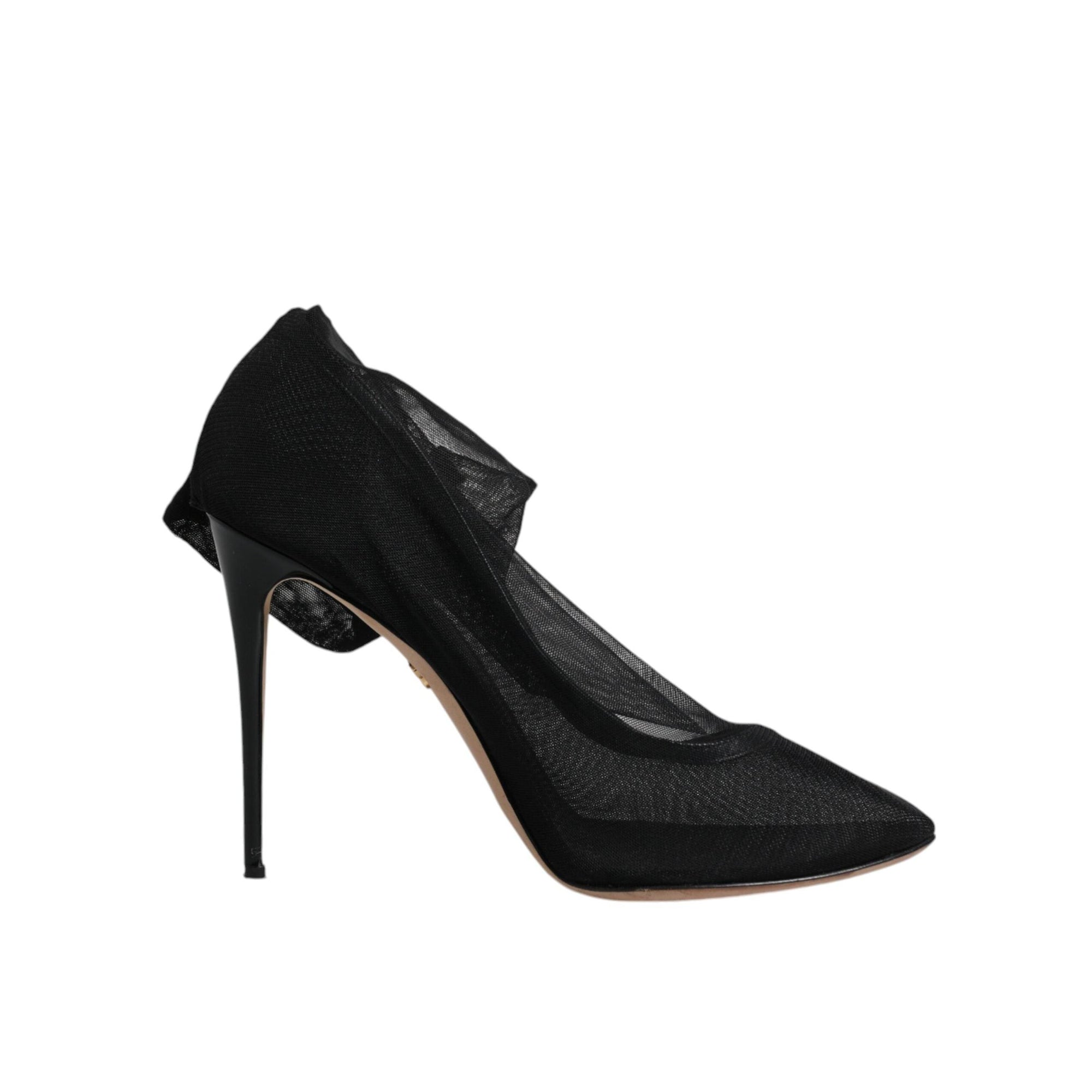 Dolce &amp; Gabbana Black Nylon Mesh Sock Style Boots Shoes