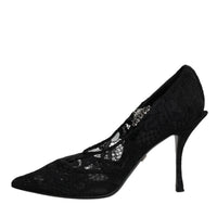 Dolce & Gabbana Black Lace Crystals Mary Jane Pumps Shoes