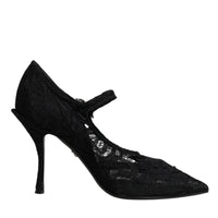 Dolce & Gabbana Black Lace Crystals Mary Jane Pumps Shoes