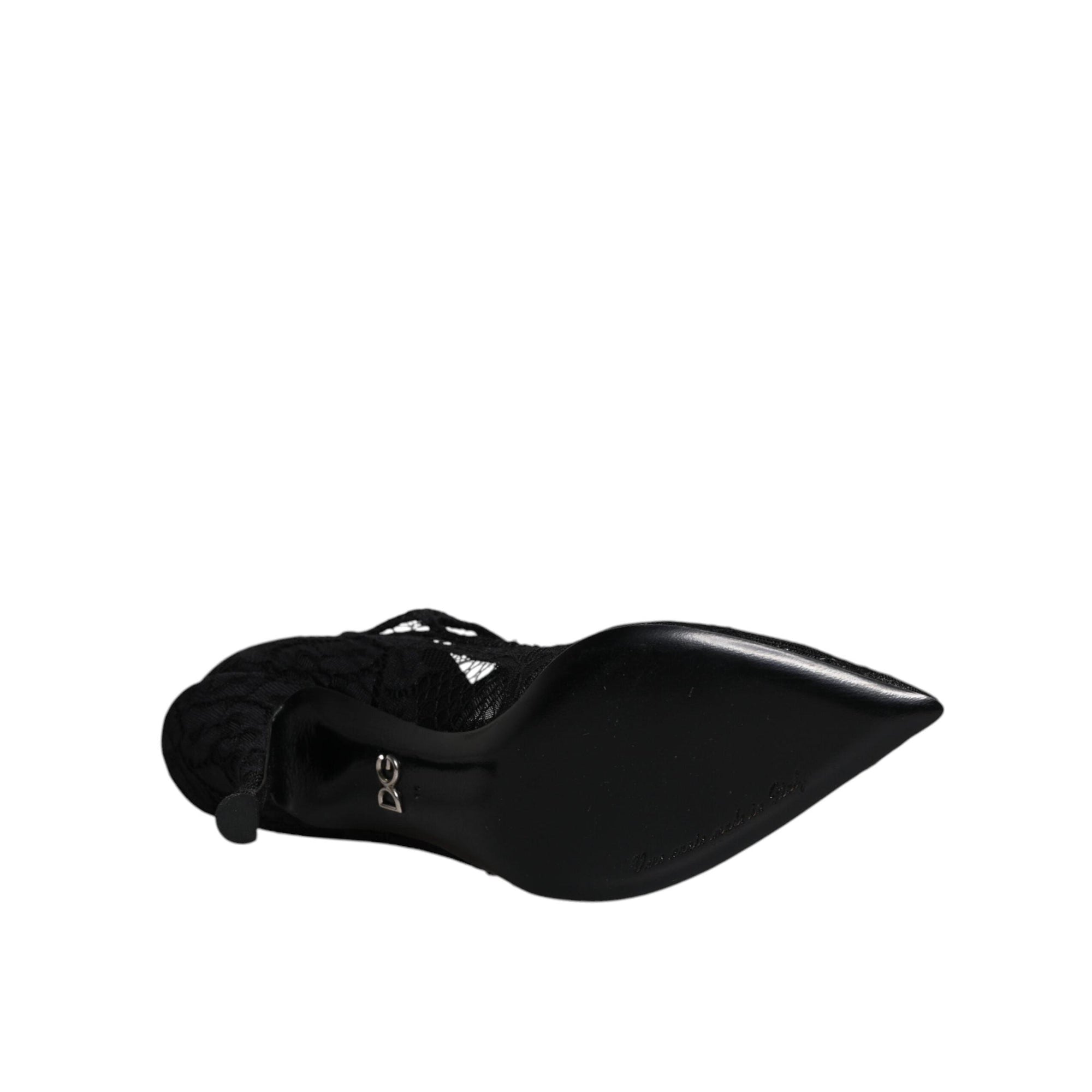Dolce &amp; Gabbana Black Lace Crystals Mary Jane Pumps Shoes