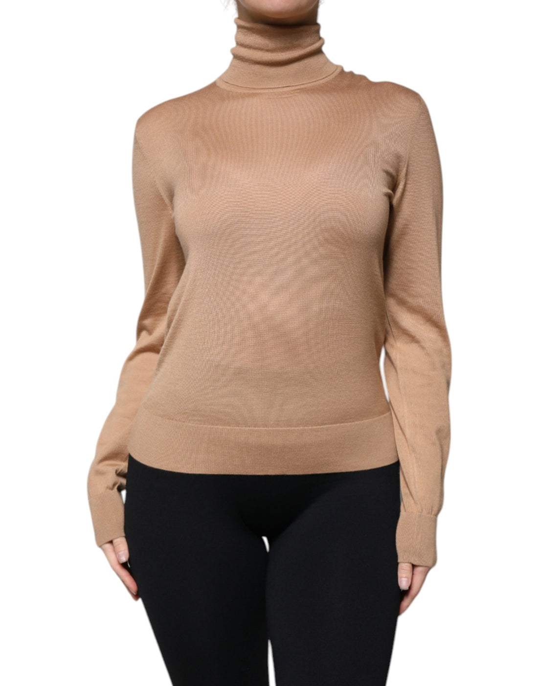 Dolce & Gabbana Brown Turtleneck Long Sleeve Pullover Sweater