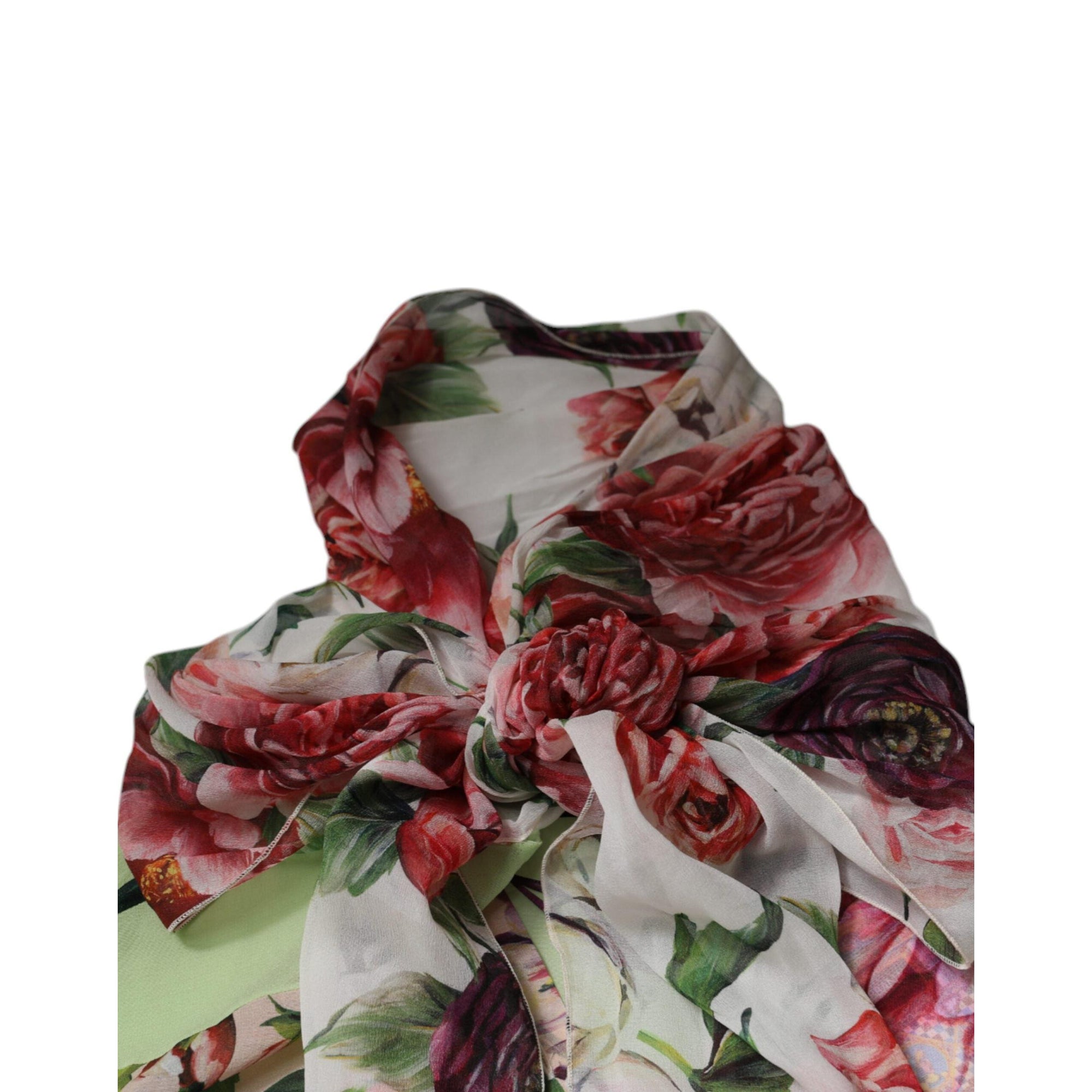 Dolce &amp; Gabbana Multicolor Floral Patchwork Ascot Collar Top