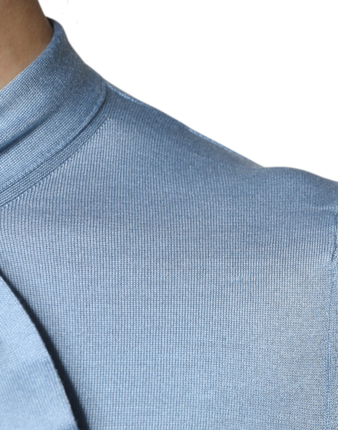 Dolce & Gabbana Blue Silk Knit Pullover Ascot Collar Top