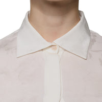 Dolce & Gabbana White Silk Collared Long Sleeves Shirt Top