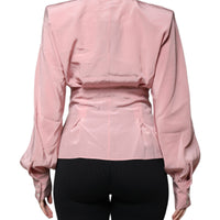 Dolce & Gabbana Pink Cotton Long Sleeves Collared Blouse Top