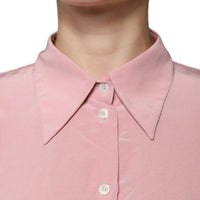 Dolce & Gabbana Pink Cotton Long Sleeves Collared Blouse Top