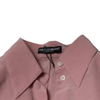 Dolce & Gabbana Pink Cotton Long Sleeves Collared Blouse Top