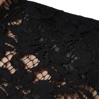 Dolce & Gabbana Black Floral Lace Short Sleeves Blouse Top