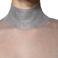 Dolce & Gabbana Grey Mesh Turtleneck Long Sleeve Blouse Top