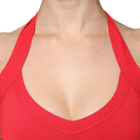 Dolce & Gabbana Red Viscose Sleeveless Halter Cropped Tank Top