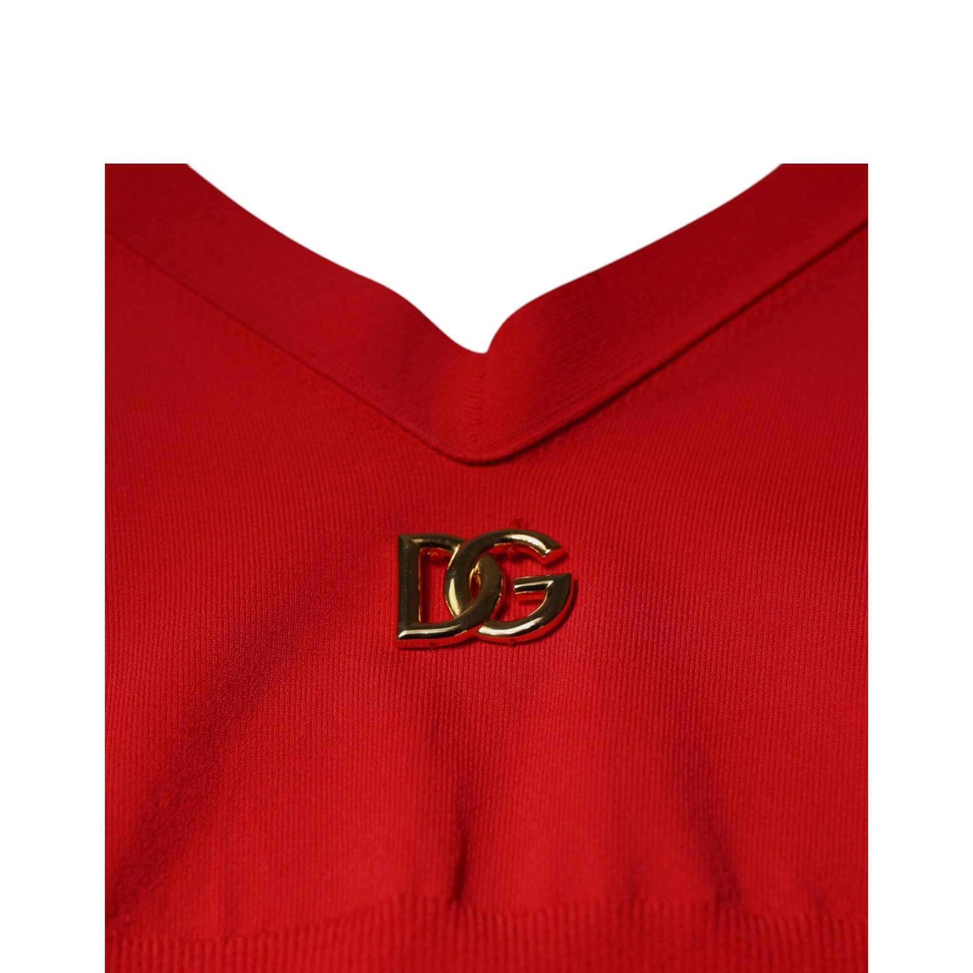 Dolce &amp; Gabbana Red Viscose Sleeveless Halter Cropped Tank Top